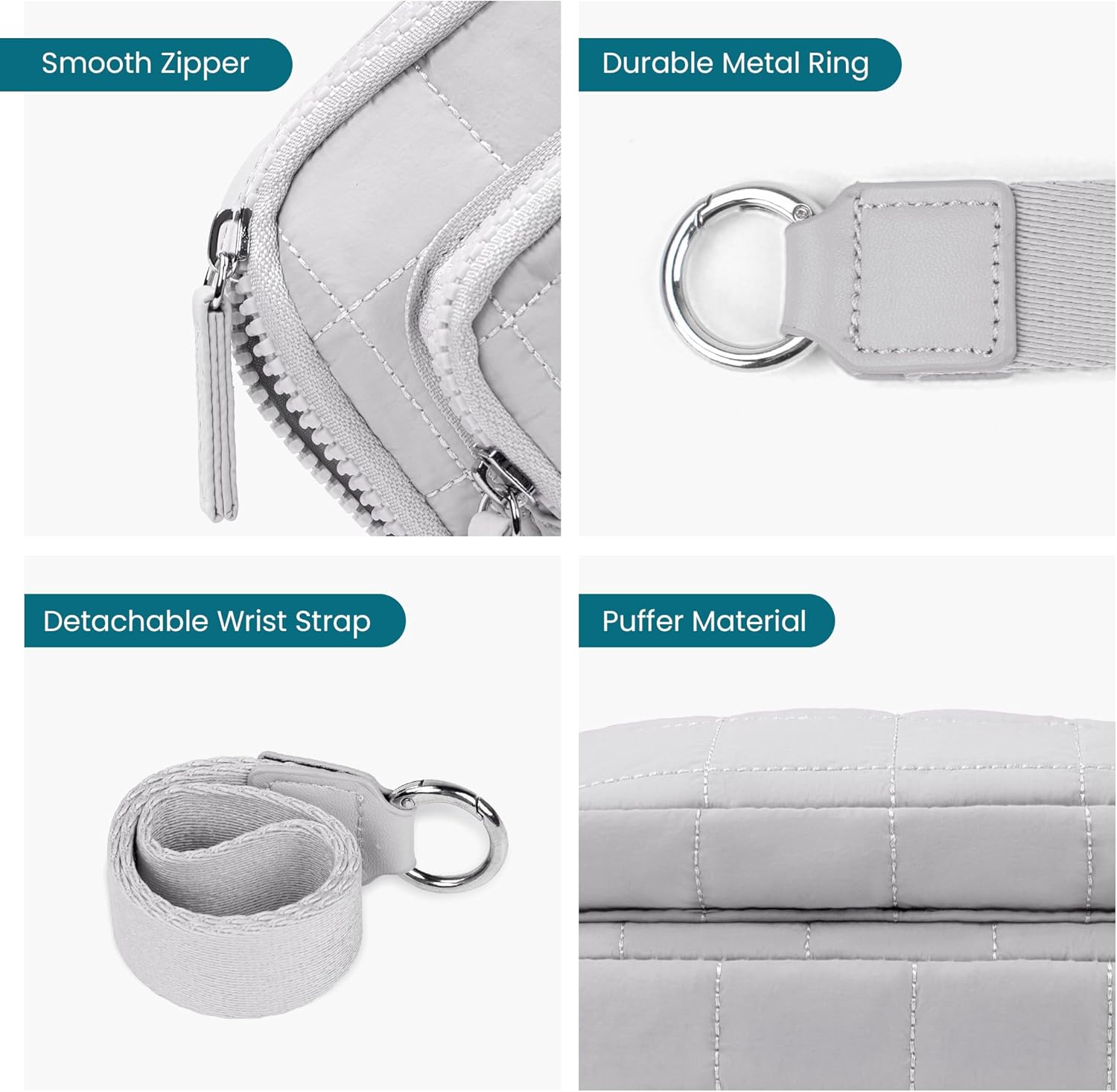 VONAL Wristlet Wallets for Women Nylon Quilted Wallet with 3 Zipper Purse for Travel Credit Card Holder Phone Organizer - Image 6