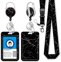 Vista 78 de Giancomics Black ID Badge Holder with Lanyard, Lanyards for ID Badges with Badge Reel Retractable Heavy Duty, Lanyard with ID Holder Keychain Clip