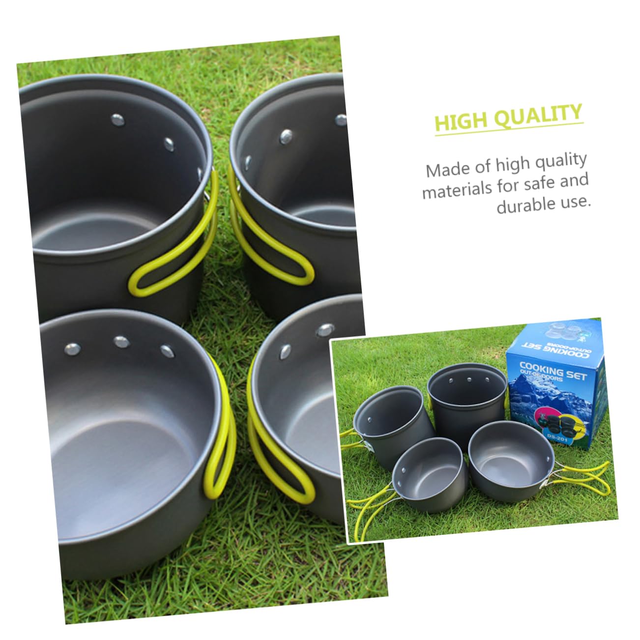 BESPORTBLE 1 Set 4 Pièces Ensemble Cuisine de Camping en Alliage D'aluminium pour 2-3 Personnes, Ustensiles Cuisine Solide pour Randonnée, Pique-niques, Camping