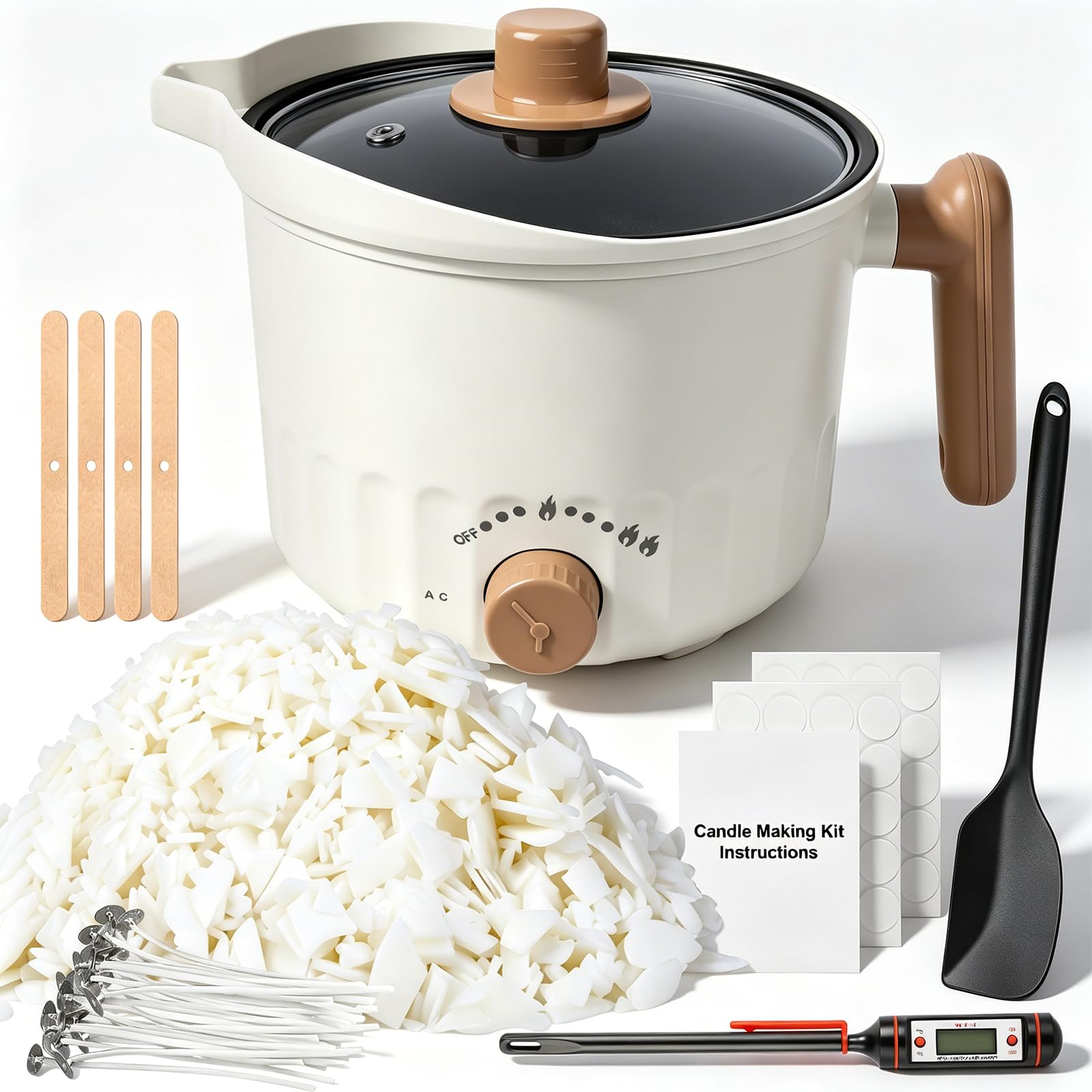 AOTOIE Kit per la creazione di candele con fusore di cera, cera di soia per la creazione di candele, forniture per la creazione di candele fai da te, kit di candele per principianti per donne, adulti