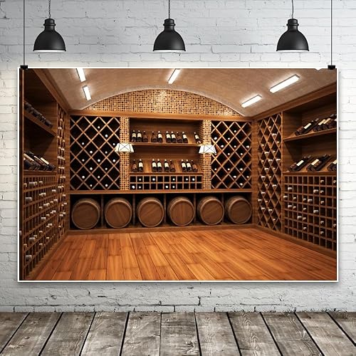 Miniatura 8 de Laeacco Bodega de vino francesa Backdorps 10x6.5ft Fondo de fotografía de vinilo de madera para almacenamiento de vino tinto champán Celebración