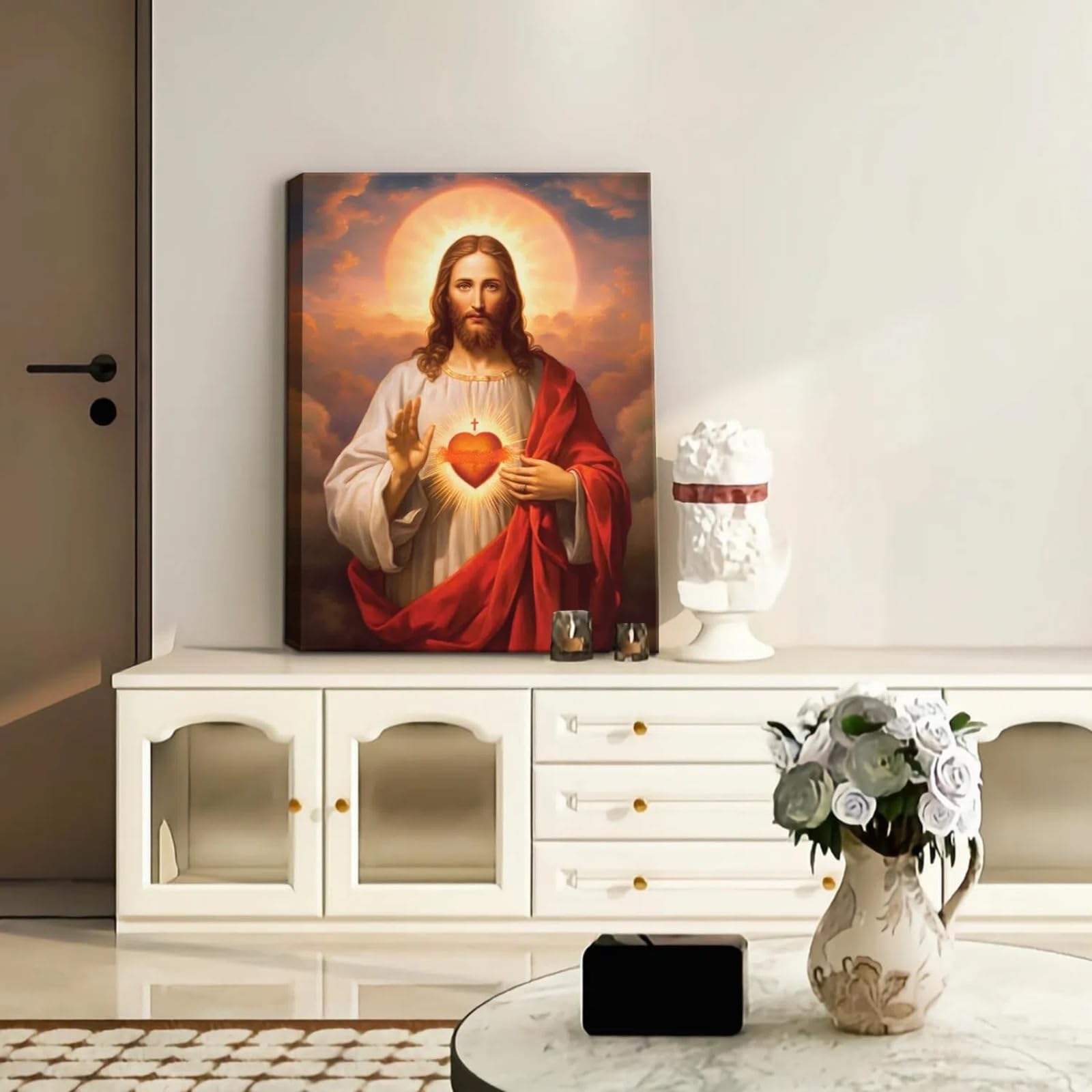 Amazon.co.jp: イエスの聖心絵画、キャンバス絵画、壁の装飾、神の慈悲