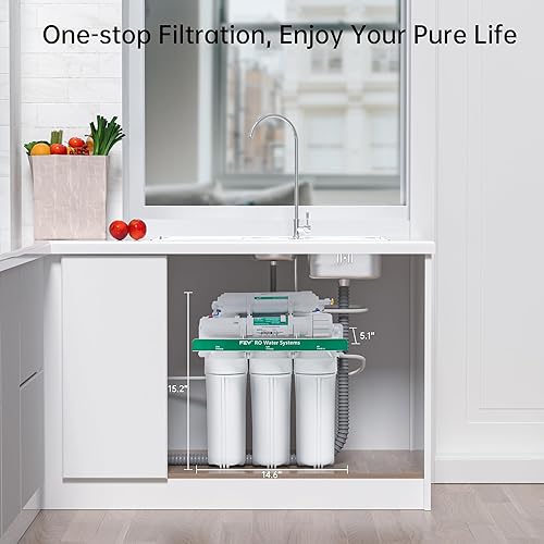 Miniatura 5 de Sistema de filtro de agua de ósmosis inversa, 75GPD 6 etapas debajo del fregadero ósmosis inversa RO Beber Home Sistema de filtro de agua