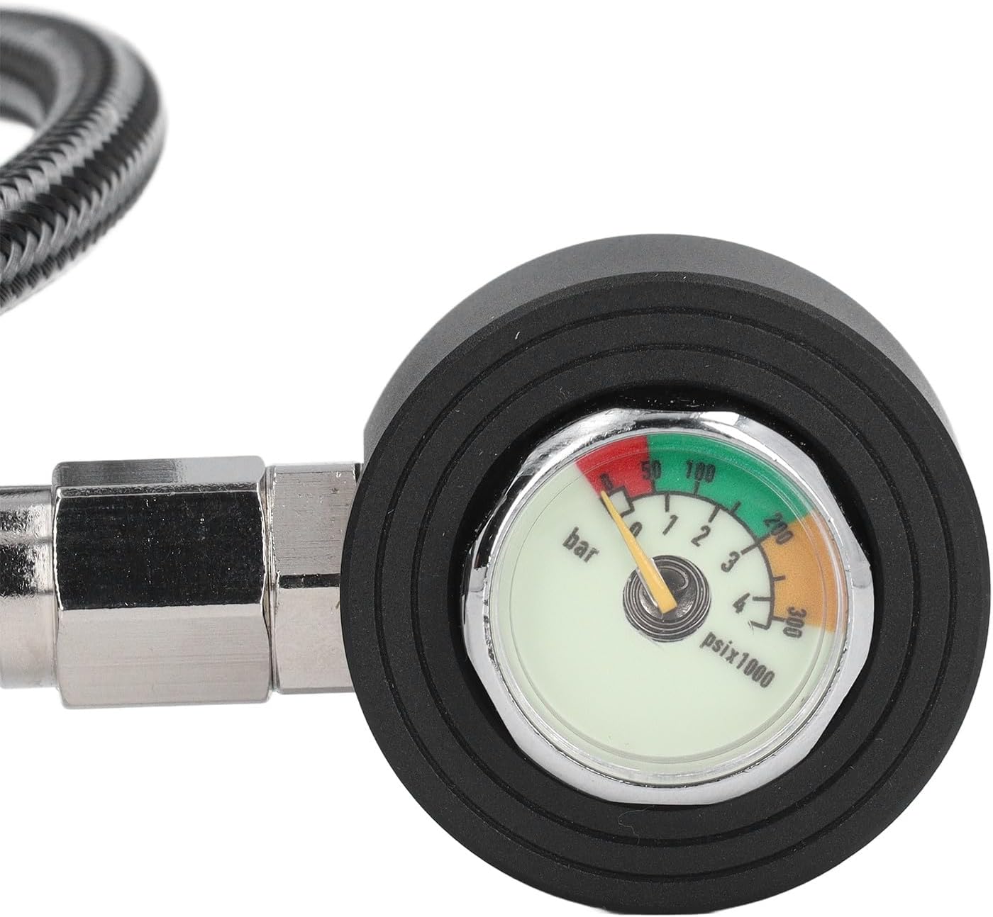 Scuba Diving Pressure Gauge, Professional Luminous Submersible Diving Night Glow Pressure Gauge, with High Pressure Hose, for BCD Regulator Underwater Diving