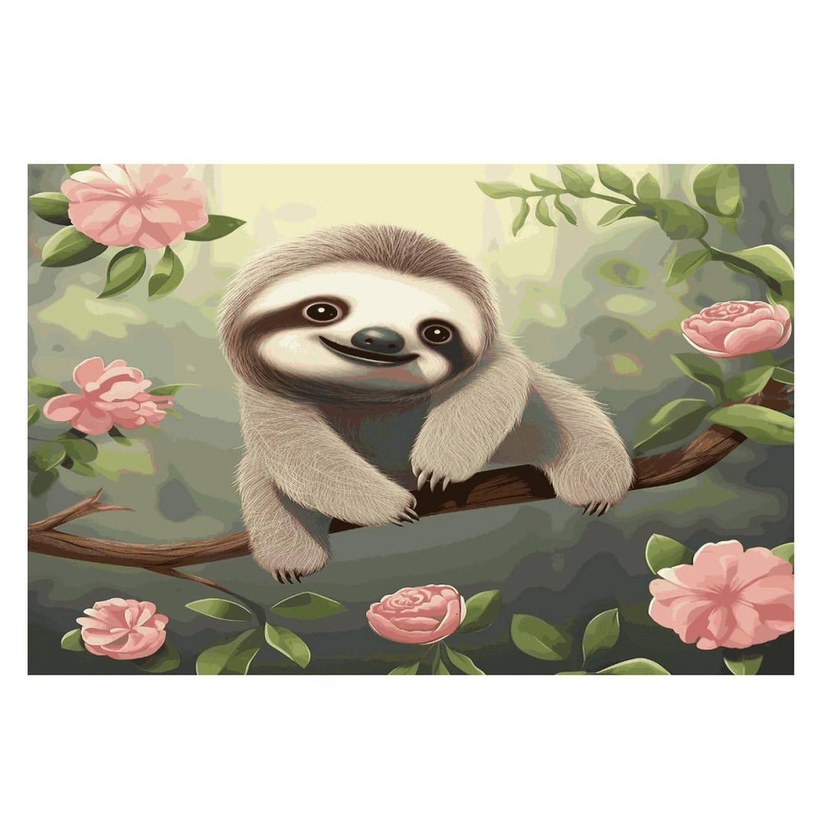 Cute Baby Sloth Placemats Heat-Resistant Washable Place Mats Anti Slip Dining Table Place Mats Wipeable Dining Table Mats Kitchen Decoration Placemats 17.7’’×11.8’’