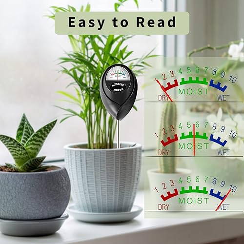 Miniatura 3 de Hathdia Medidor de humedad de suelo de sonda larga extendida, paquete de 2 medidores de agua de plantas, sensor de humedad, higrómetro para el