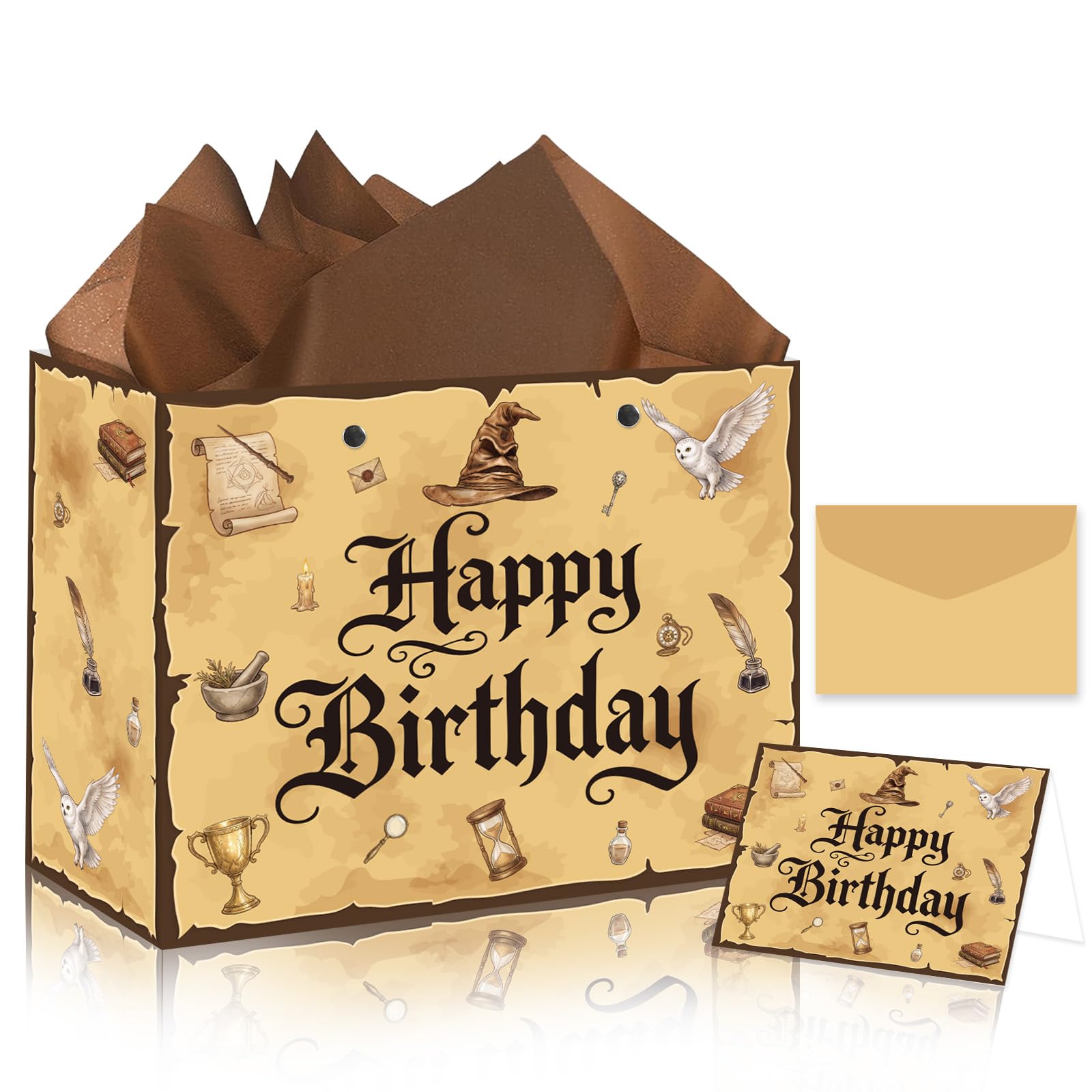 Magician Wizard Birthday Gift Bags - Magic Large Gift Bag with Handles 13in