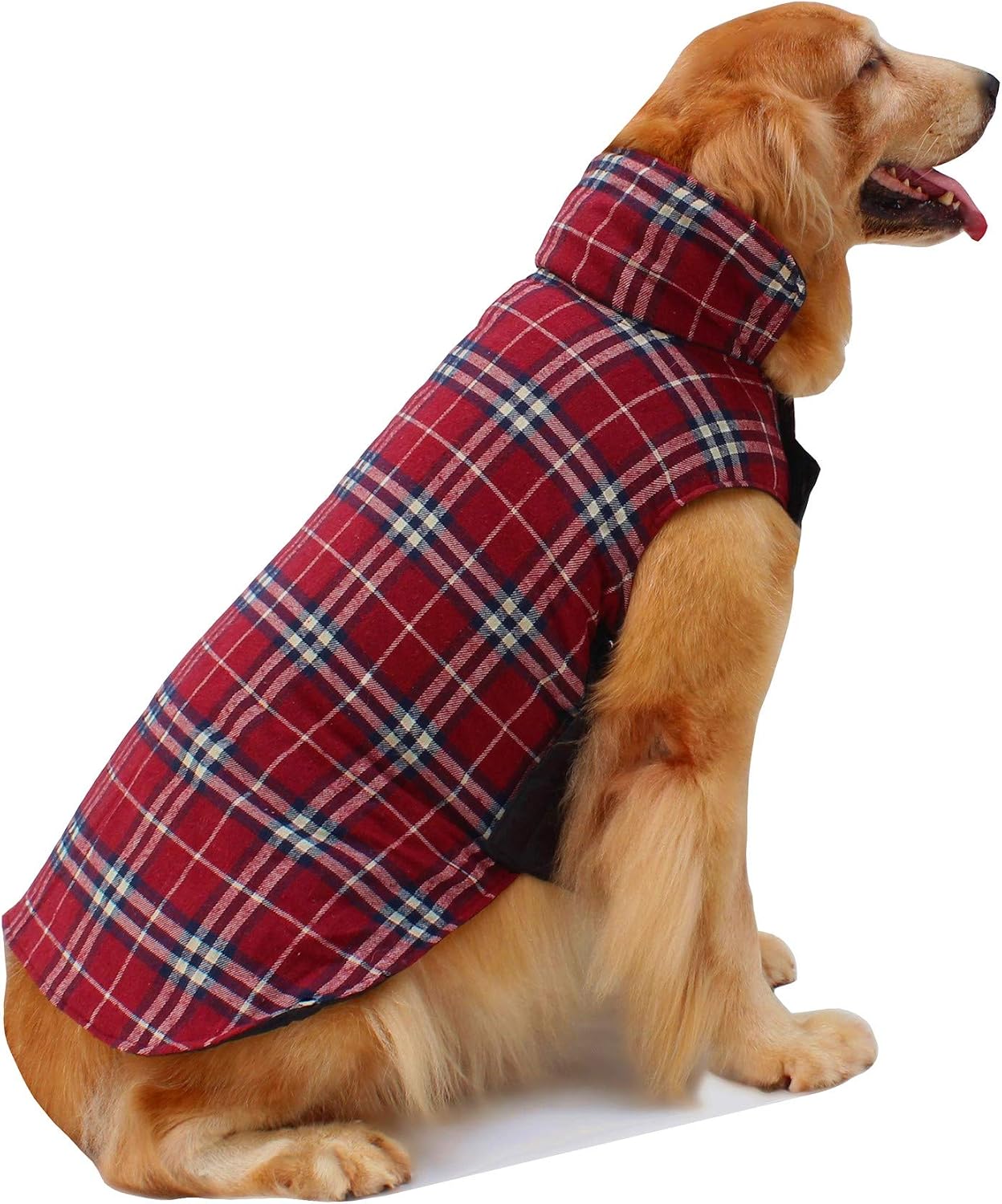 Hiado Dog Coat Clothes with Harness Hole British Style for Small Medium and Large Dogs Winter Cold Weather Red XXL
