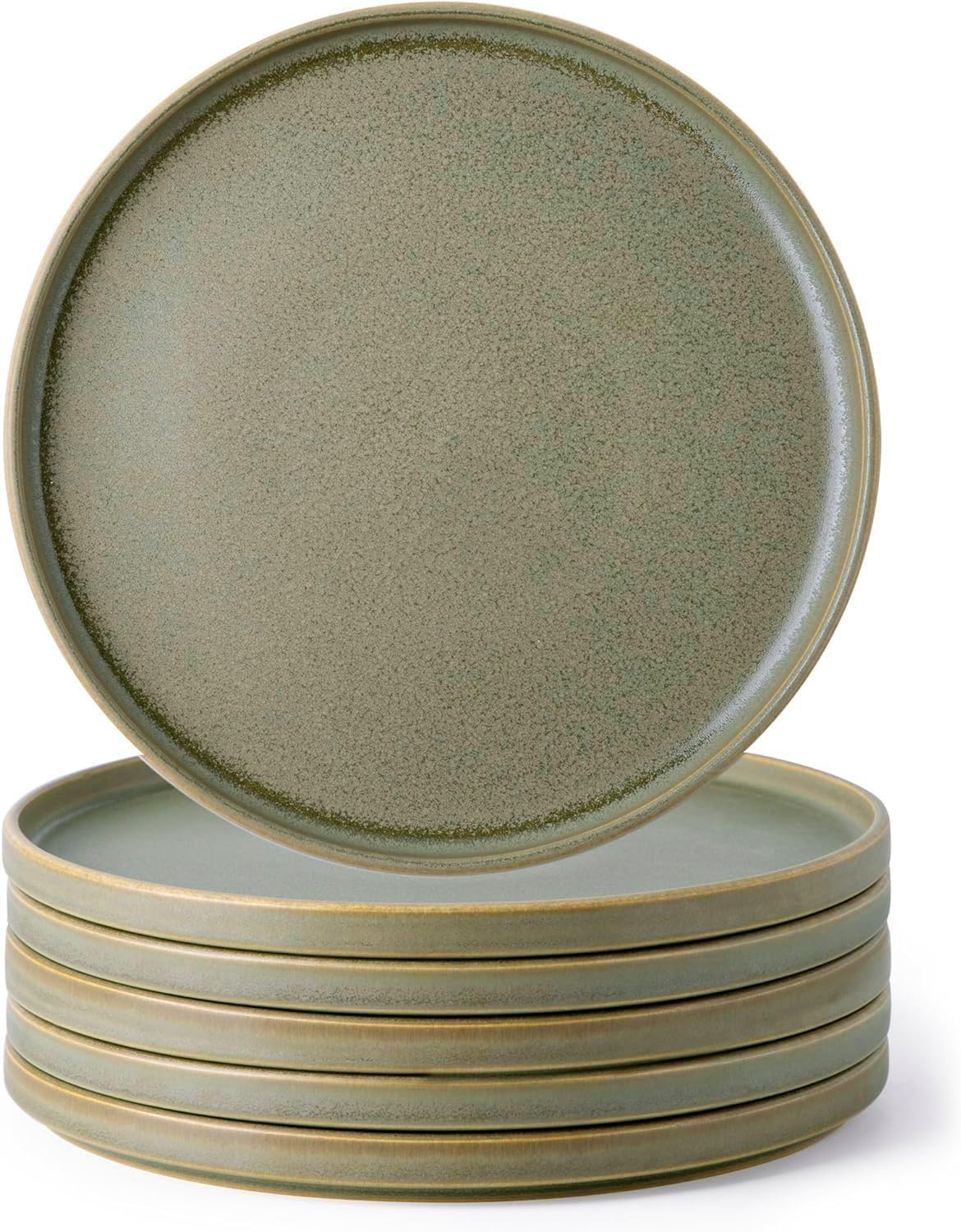 AmorArc Set di 6 piatti da insalata in gres porcellanato, 20 cm, reattivi opachi, set di piatti moderni per cucina, forno a microonde, lavabili in lavastoviglie