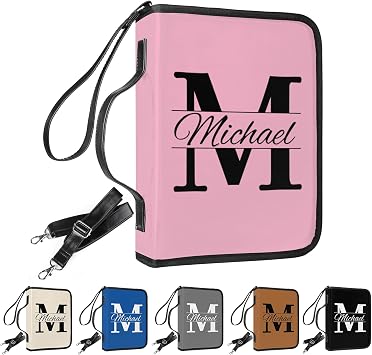 Custom Bible Cover Case for Women Men, Portable Waterproof Leather Bible Carrying Bag with Multiple Pockets, Personalized Christian Gifts Bible Organizer Holder, Light Pink