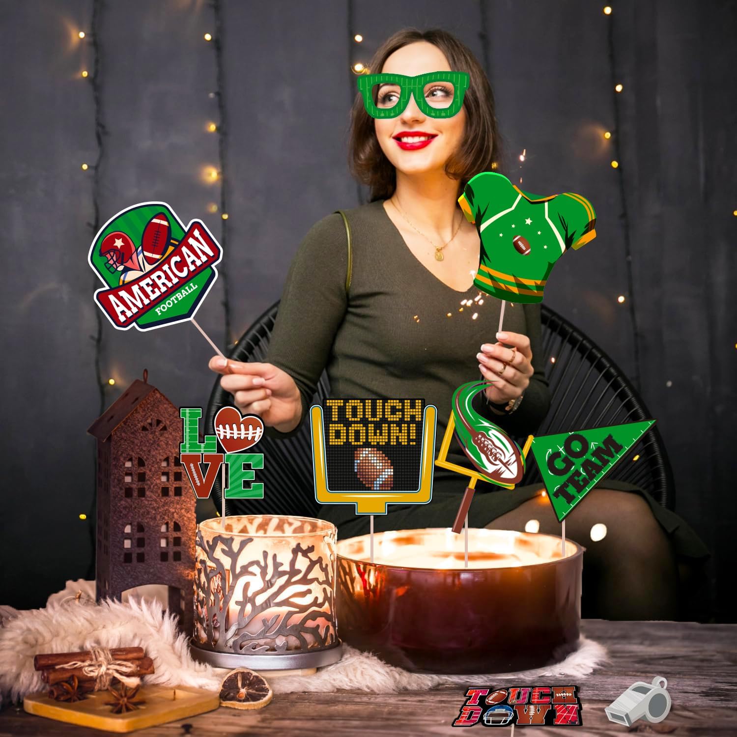 Football Party Decorations Photo Booth Props, Football Party Favors Photo Booth Props Kits for Football Birthday Party Decorations Football Game Day Tailgate Party Supplies - Image 5