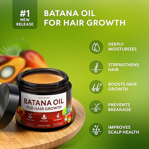 Miniatura 3 de Aceite de batana para el crecimiento del cabello, 100% crudo y orgánico, aceite de batana Dr. Sebi - Mascarilla capilar de Batana prensada en frío y
