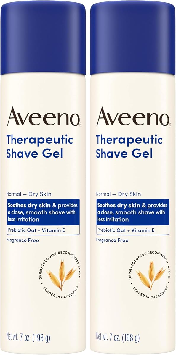 Therapeutic Shave Gel with Oat and Vitamin E to Help Prevent Razor Bumps, Soothes Dry Skin and Provides a Close, Smooth Shave with Less Irritation, Fragrance-Free, 7 oz (Pack of 2)