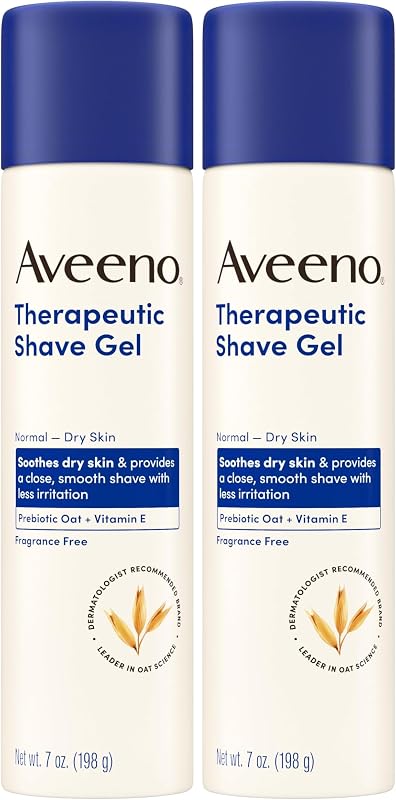Therapeutic Shave Gel with Oat and Vitamin E to Help Prevent Razor Bumps, Soothes Dry Skin and Provides a Close, Smooth Shave with Less Irritation, Fragrance-Free, 7 oz (Pack of 2)