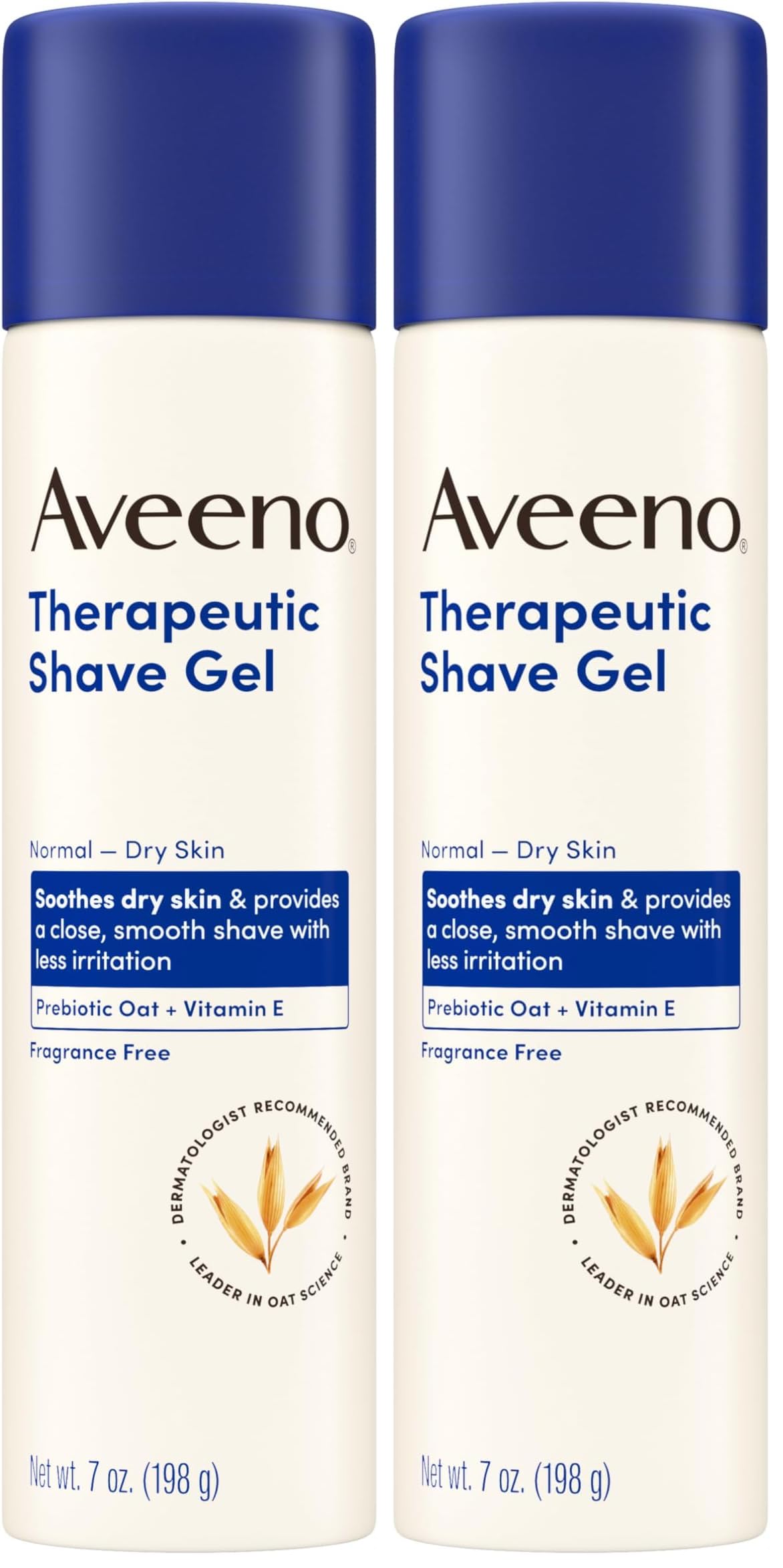 Aveeno Therapeutic Shave Gel with Oat and Vitamin E to Help Prevent Razor Bumps, Soothes Dry Skin and Provides a Close, Smooth Shave with Less Irritation, Fragrance-Free, 7 oz (Pack of 2)