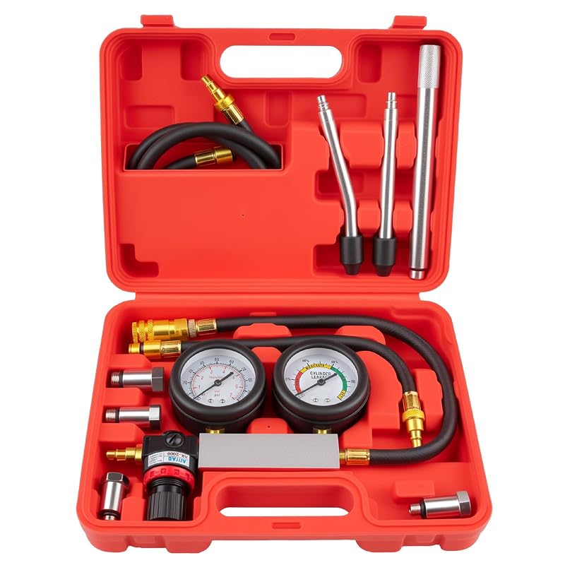 Kit de Teste de Vazamento de Cilindro Marvelity com Manômetro Duplo para Motores a Gasolina CLDT01