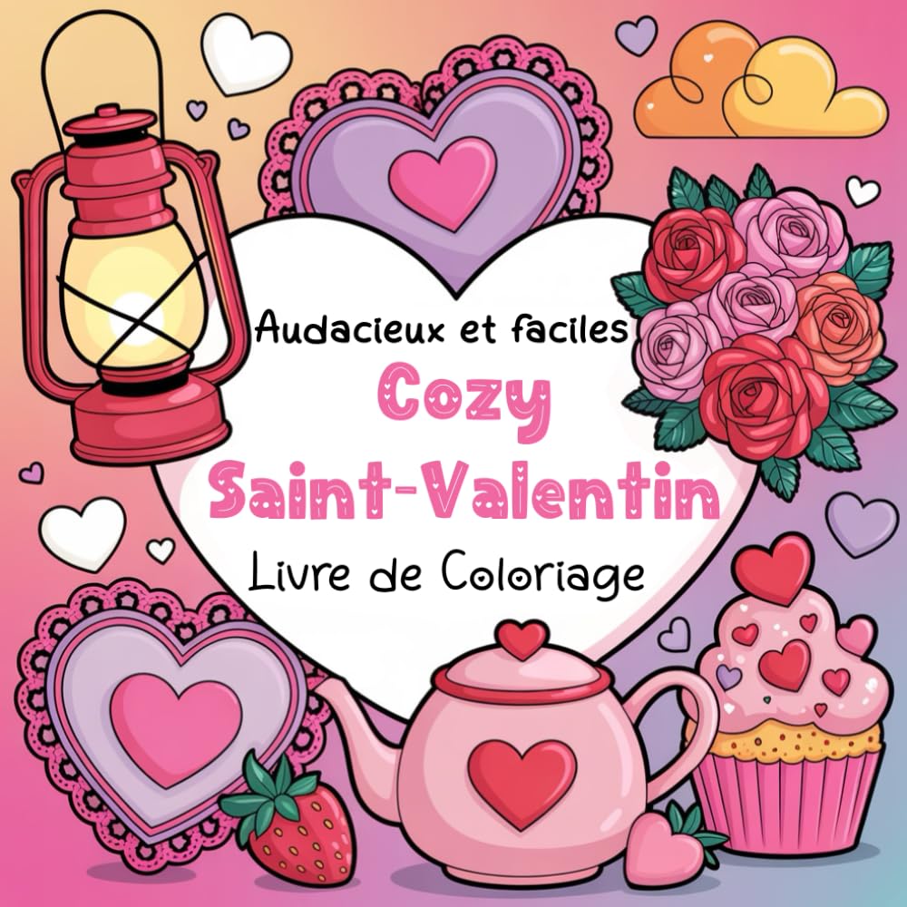 Cozy Saint-Valentin: Livre de Coloriage Pour Adultes, Adolescents et Enfants - 50 Designs Audacieux et Faciles
