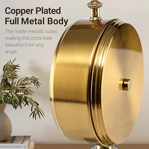 Miniatura 8 de Reloj de mesa vintage de 6 pulgadas, reloj de escritorio antiguo, reloj de aniversario retro con cuerpo de metal y cerámica, relojes de mesa