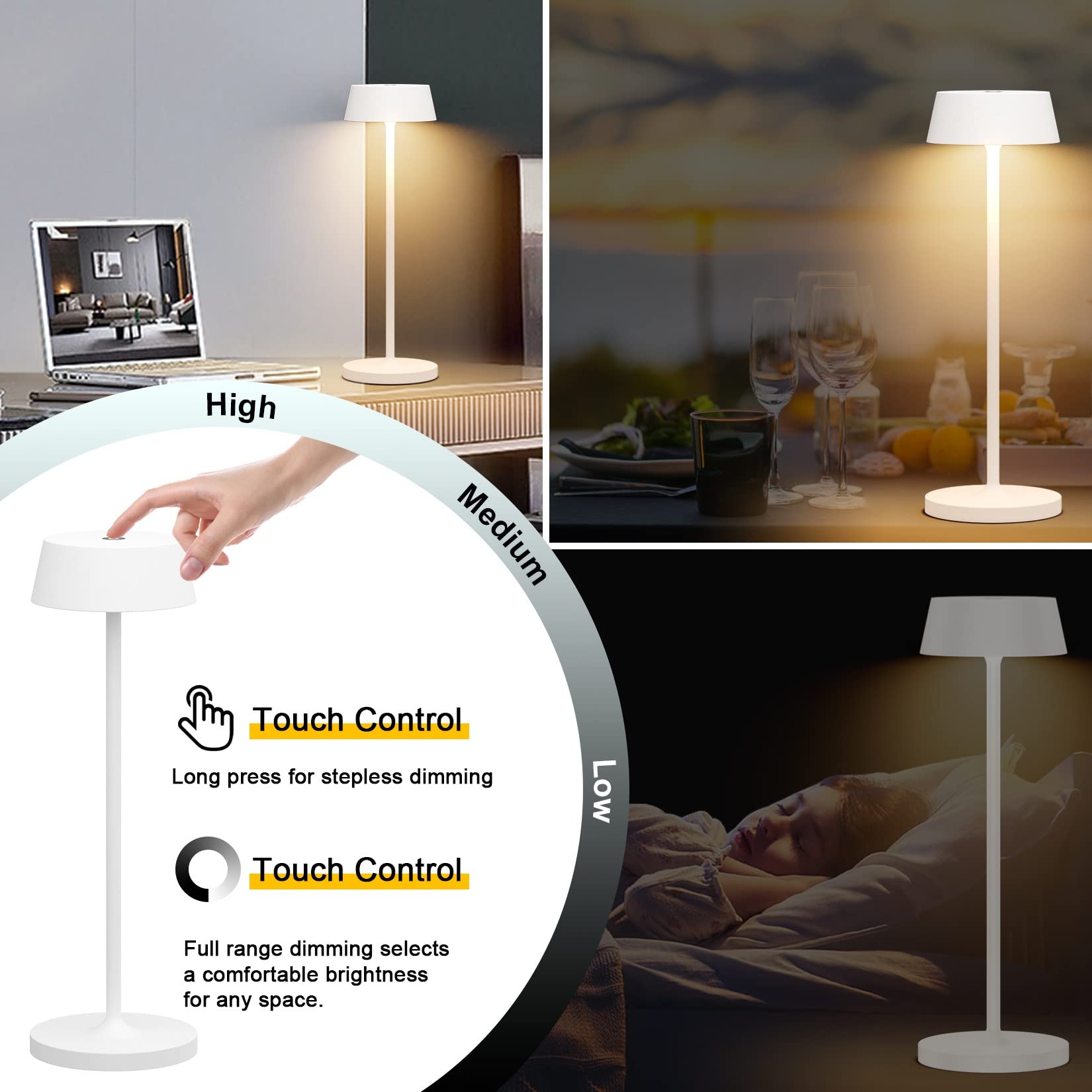 Klighten Lot de 2 LED Dimmable Lampe de Bureau à batterie, Anthracite Lampe de Table Rechargeable avec Chargement USB-C pour Intérieur/Extérieur, Lumière Chaude Couleur 3000K, Aluminium, IP54 Klighten Lot de 2 LED Dimmable Lampe de Bureau à batterie, Anthracite Lampe de Table Rechargeable avec Chargement USB-C pour Intérieur/Extérieur, Lumière Chaude Couleur 3000K, Aluminium, IP54