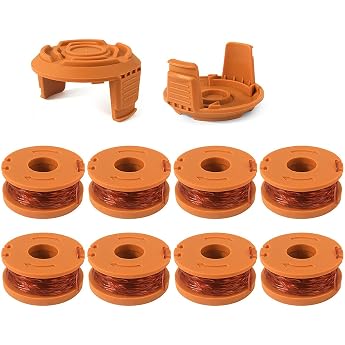 WA0010 String Trimmer Line 10ft 0.065 f r Worx WA0004 WG154 WG163 WG160 WG180 WG175 WG155 WG151 Weed Wacker Eater String mit WA0653 GT Spool Cover 5006531 8 Spulen + 2 Kappen