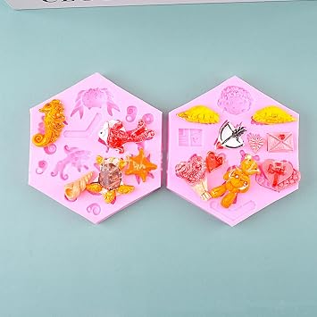 3D Various Shaped Silicone Flexible Food Grade Clay Resin Ceramics Candy Fondant Candy Chocolate Soap Silicone for Baking Epoxy Resin Baking Cakes Food Grade