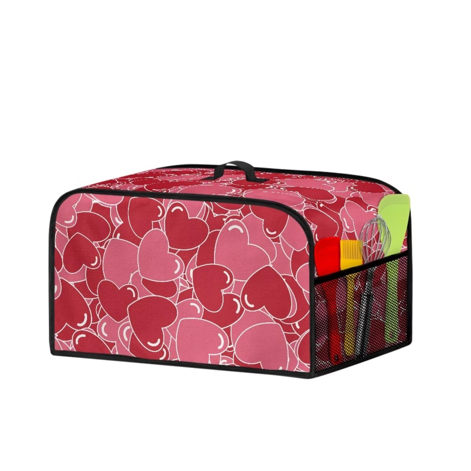 ZUXONGSY Valentine's Day for Air Fryer Dust Cover Easy to Clean Air Fryer Cover Home Decor Red Rice Cooker Cover with Storage Pockets Kitchen Appliance Cover