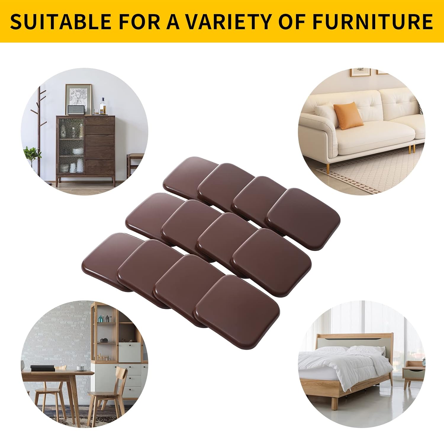 new space 3 Inch Furniture Sliders, 12pcs Sliders for Moving Furniture, Heavy-Duty Furniture Movers Sliders for Carpet, Couch Sliders Protect Carpet Surface and Easily Move... - Image 6
