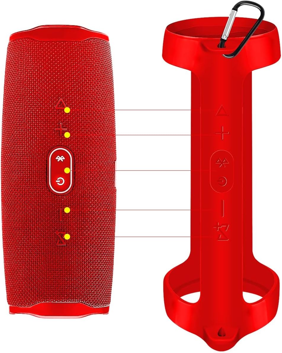 Silicone Case Cover for Charge 4 Portable Waterproof Wireless Bluetooth Speaker, Travel Gel Soft Skin,Waterproof Rubber Carrying Pouch with Strap(Red) - Image 5