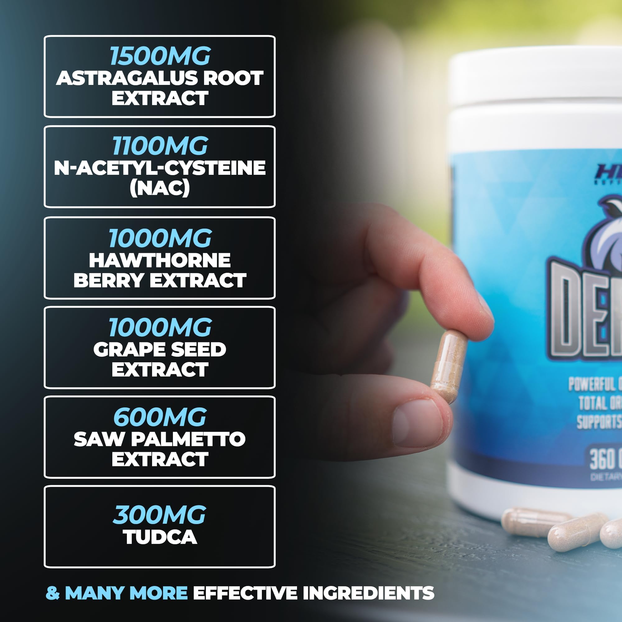 Defend Cycle Support - Most Stacked & Complete Organ Protection, Liver Support, Kidneys, Heart, Prostate & Immune System On Cycle - Contains NAC, TUDCA, Milk Thistle, Astragalus & More (360 Capsules) — Amazon image 4