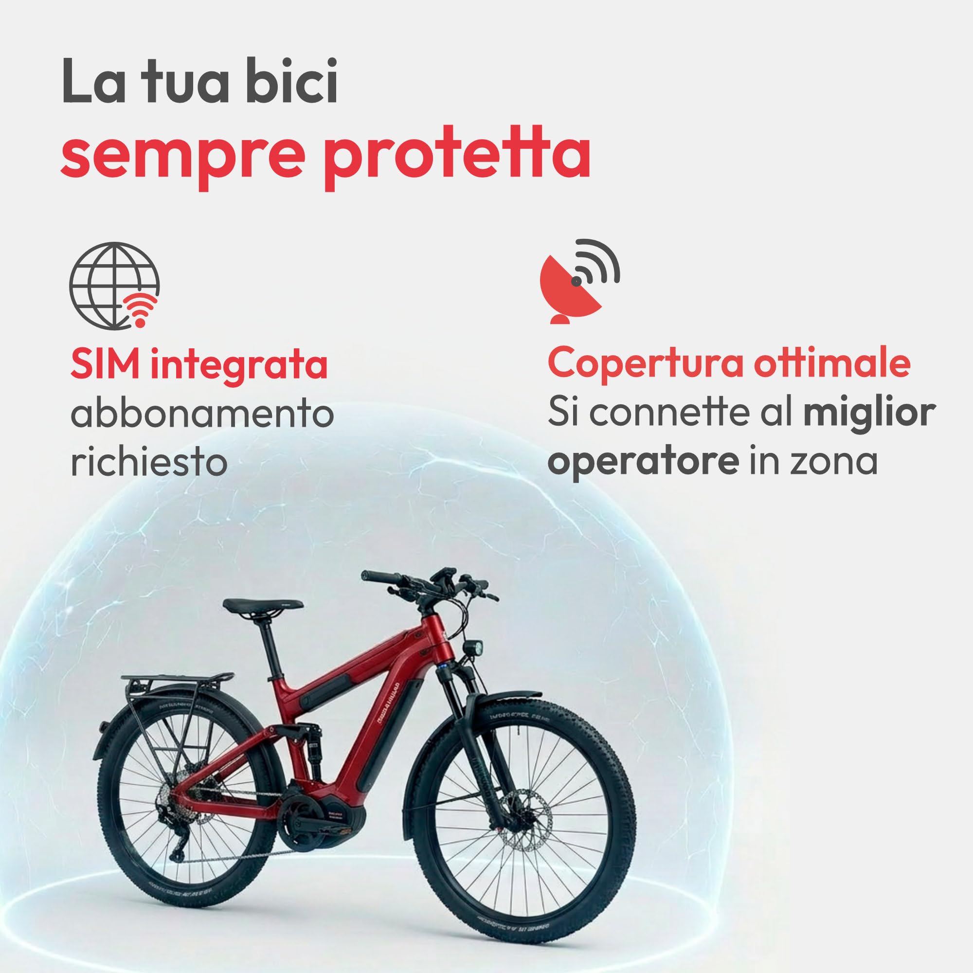 Trackting Bike T9 Antifurto Bici Gps Tracker con Sim e Canone Annuale | Tracker Gps Ebike e Mtb con Sensore di movimento, Batteria Ricaricabile, Monitoraggio in Tempo Reale in Caso di Furto