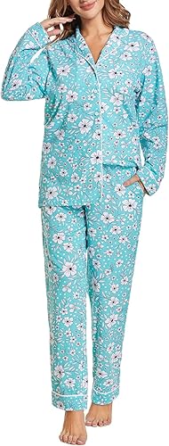 Tugege Pajamas Set Long Sleeve Sleepwear Womens Button Down Nightwear Pj Sets
