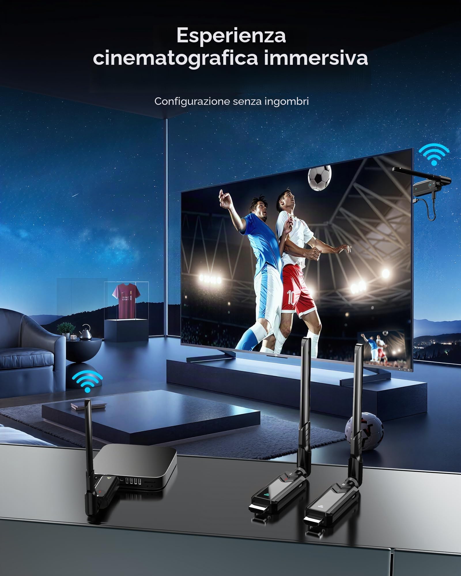 Trasmettitore e ricevitore HDMI wireless 400m, Latenza Ultra Bassa 1080p @ 60hz video per laptop, videocamera, TV Box a HDTV, monitor, proiettore