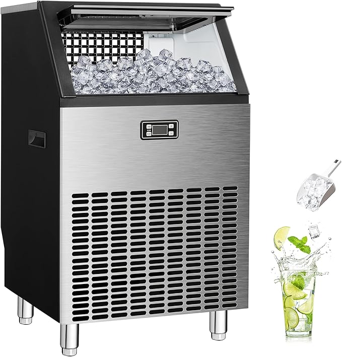 Electactic Ice Maker, Commercial Ice Machine,100Lbs/Day, Stainless Steel Ice Machine