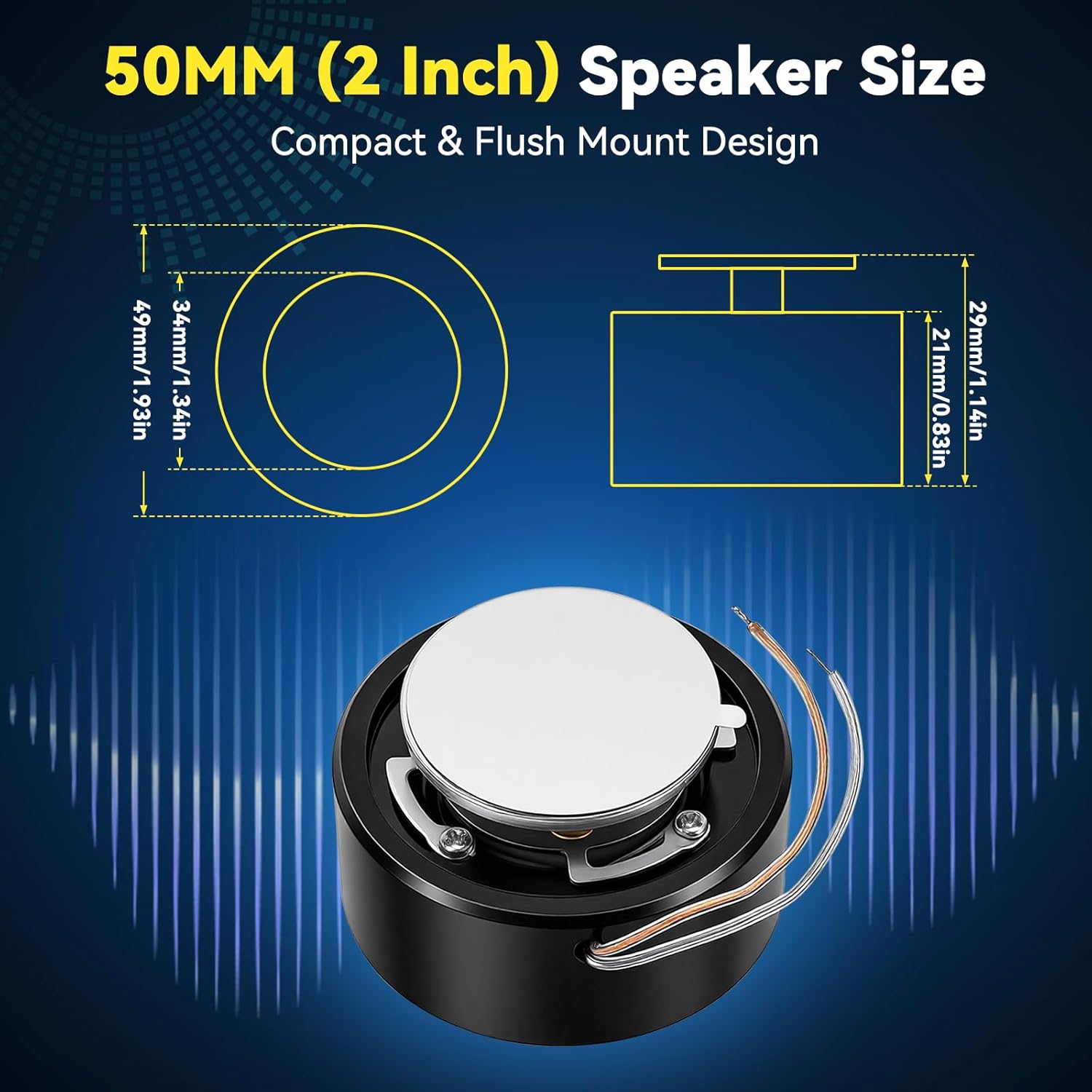 50MM Resonance Speaker, 4Ω 50W 2 inch Strong Bass Vibration Transducer, All Frequency Louderspeaker Compatible with DIY Audio Projects Play, Audio Extension