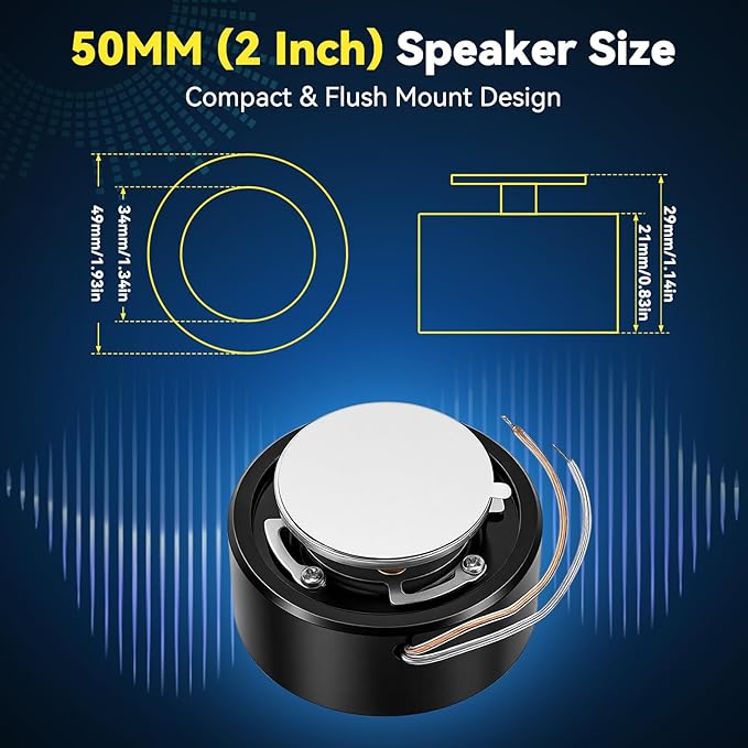 Altavoz resonante 50 mm, 4Ω 50 W, transductor de vibración de graves, 2 pulgadas, altavoz de frecuencia completa miniatura 5