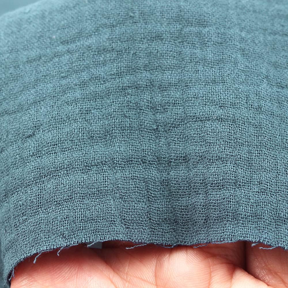Wrinkle Gauze Cotton Material Quilting Sewing Craft Fabric Table Runners Decor Cloth for Party, Wedding Cheesecloth Kitchen Cooking (Haze Blue, 2Yard)