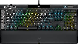 Corsair K100 RGB Optical-Mechanical Gaming Keyboard (CORSAIR OPX Keyswitches: Hyper-fast & Linear, Leatherette Palm Rest, PBT Double-Shot Keycaps, Elgato Stream Deck Integration) QWERTY, Black
