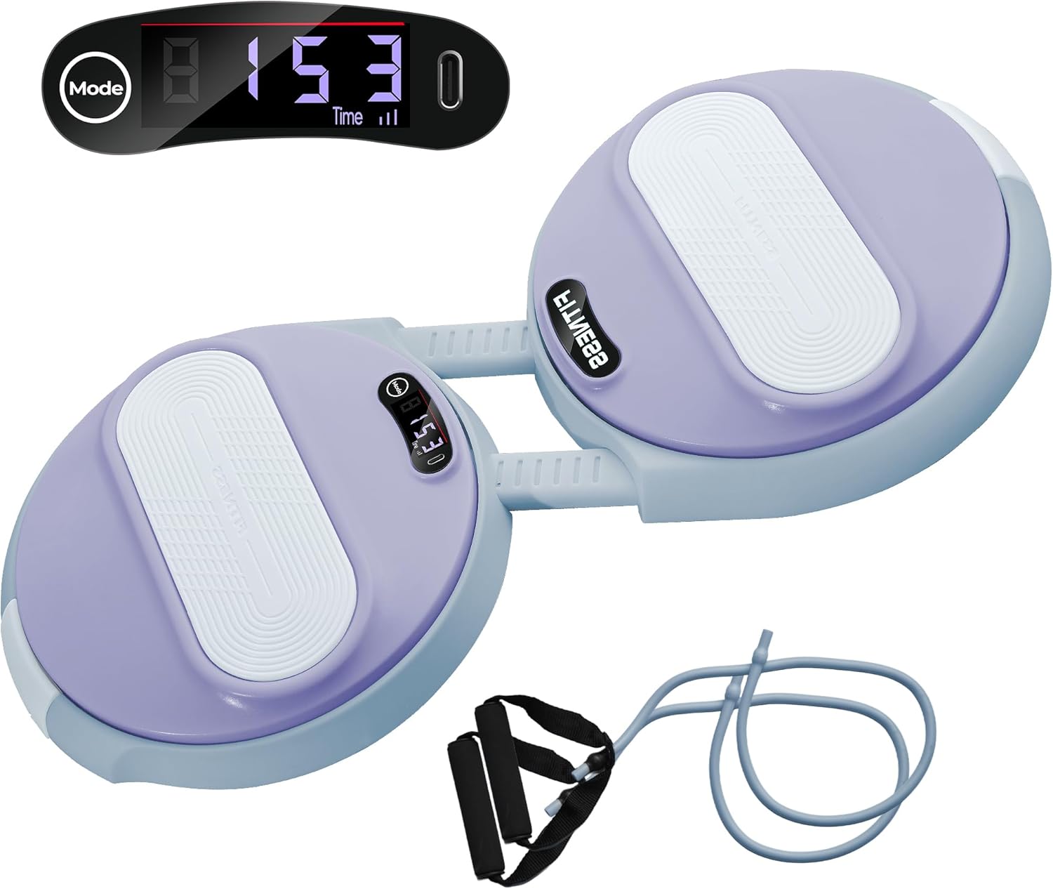 Waist Twisting Machine, Ab Twister Board, Adjustable Waist Twister with Intelligent Counting Lap & Calorie & Time , Waist Twister for Women Belly Fat with 2 Resistance Bands Grey