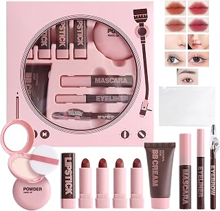 All in 1 Makeup Set, 9 Pieces Gift Set for Women and Girls, Complete Makeup Set, Lipstick, BB Cream, Powder Eyeliner, Eyebrow Pencil