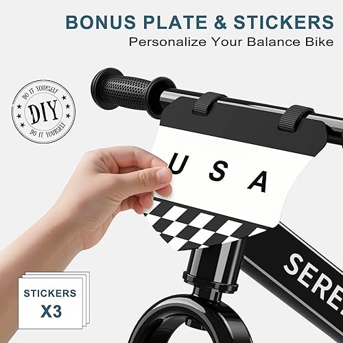 Miniatura 2 de SEREED Bicicleta de equilibrio para niños de 2 a 5 años, sin pedales, ajuste sin herramientas, para nietos de 2 a 3 años, placa personalizable con 3