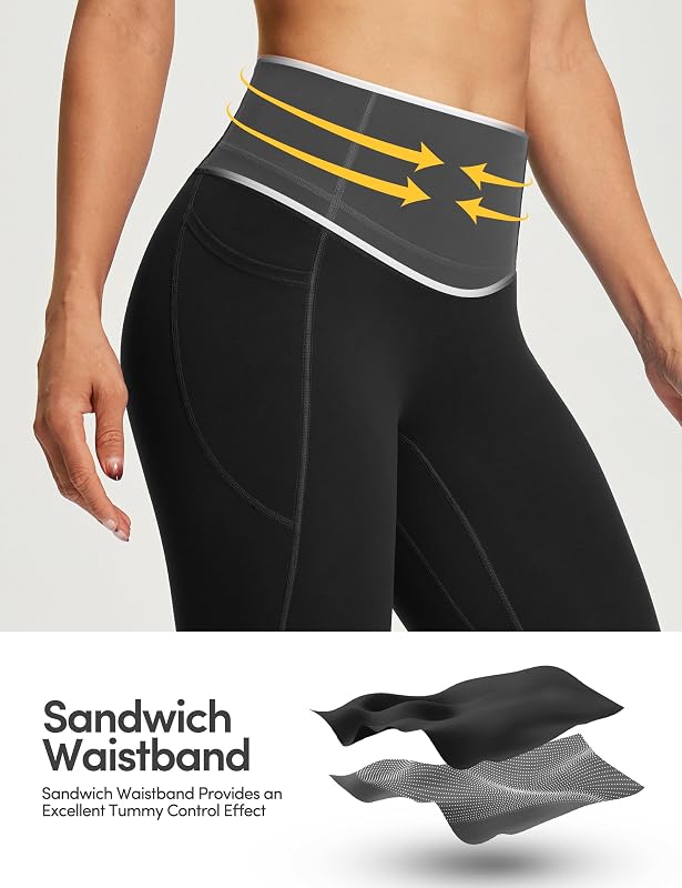 IUGA Butt Lifting Leggings with Pockets for Women Workout Yoga Pants Black image 5