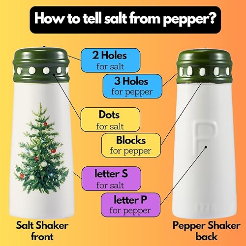 Miniatura 3 de Saleros y pimenteros navideños de árbol, decoración de cocina navideña, bonito juego de salero y pimentero de granja, decoraciones de pino verde,