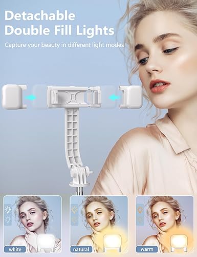 Miniatura 2 de Trípode selfie stick de 45' con luz, trípode esencial para viajes con control remoto inalámbrico, soporte portátil para teléfono celular, elementos