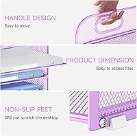 Vista 40 de 5 Tray Paper Organizer Letter Tray with Handle - Mesh Desk File Organizer, Paper Sorter Organizer for Office, Home or School File Folder Holder