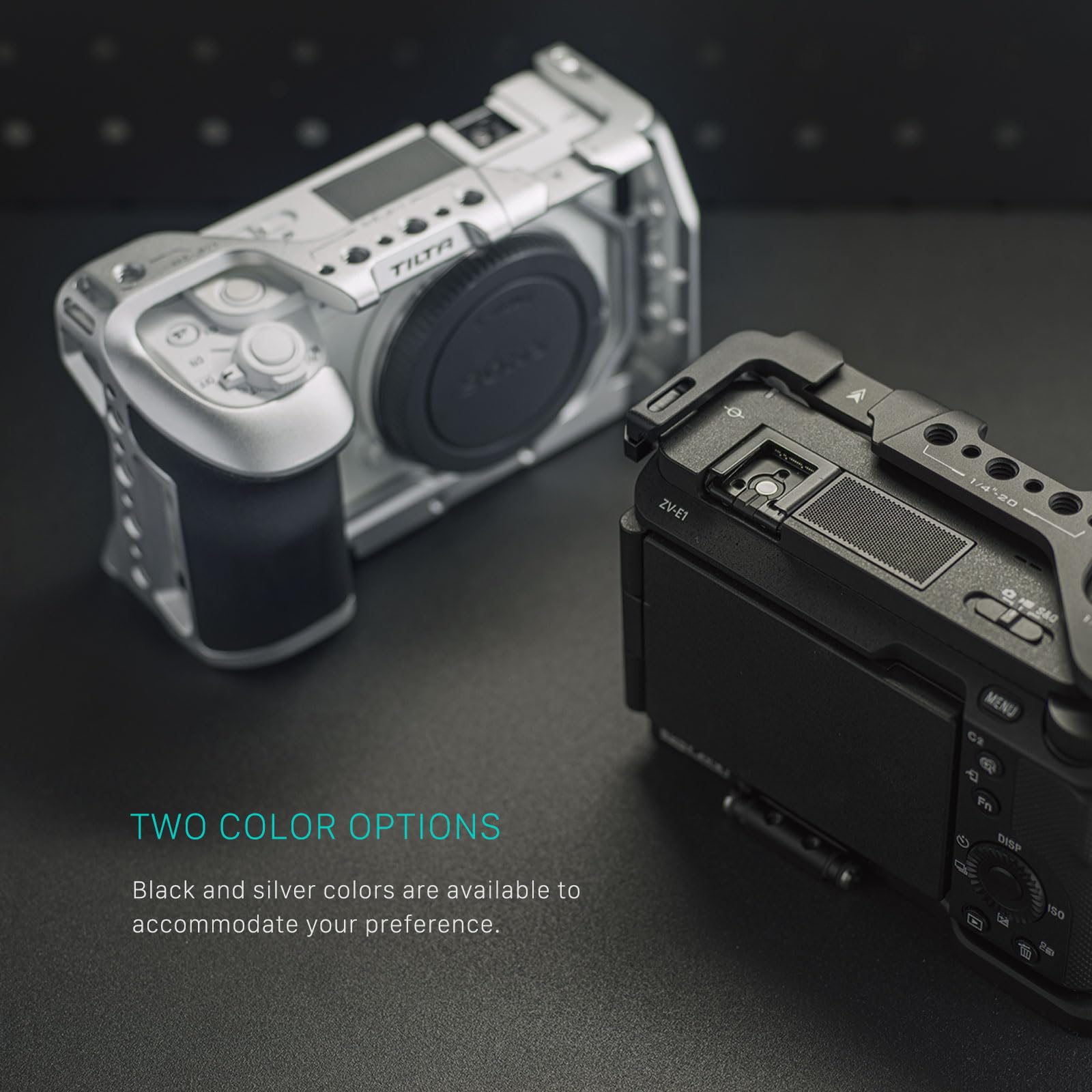 Tilta Gabbia per fotocamera Sony ZV-E1 | Cold Shoe, NATO Rail, M3 e 1/4" "-20 Thread | Migliora la funzionalità | Facile accesso a porte, pulsanti e batteria (nero, mezza gabbia) TA-T35-HCC-B