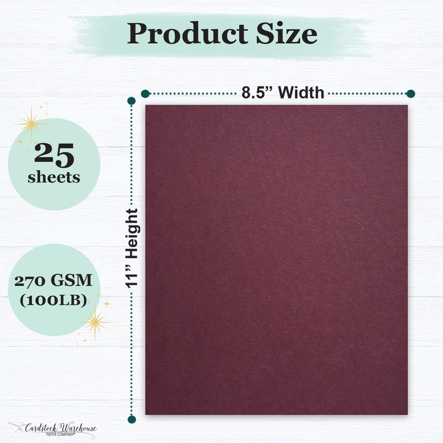 Cardstock Warehouse Colorplan Claret Burgundy Cardstock Paper – 25 Sheets, 8.5 x 11" – 100 lb. / 270 GSM Premium Matte Cover Cardstock for Invitations, Card Making, Scrapbooking & DIY Projects
