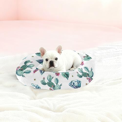 Miniatura 2 de Pet Dog Beds Removable & Washable Fluffy Orthopedic Dog Bed for Medium Size Pets Supplies S Diamonds with Flowers Cactus
