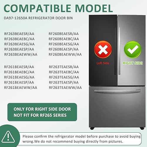 Miniatura 3 de DA97-12650A Estante de puerta para refrigerador Samsung, contenedor de puerta Samsung RFG298HDRS (lado derecho) compatible con piezas de