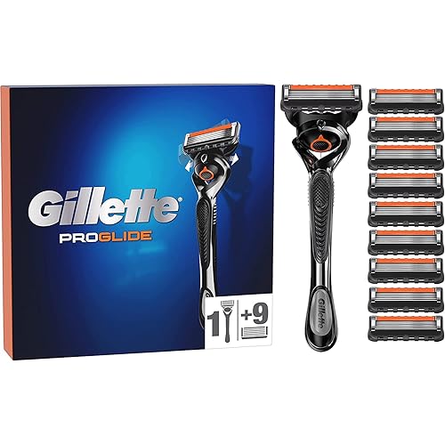 Immagine del prodotto Gillette Fusion 5 ProGlide Regolabarba Uomo, Lame Rasoio a Mano Libera, 1 Manico e 9 Lamette da Barba da 5 Lame, Con Tecnologia FlexBall, Precisione sui Contorni del Viso, Doppia Striscia Lubrificante