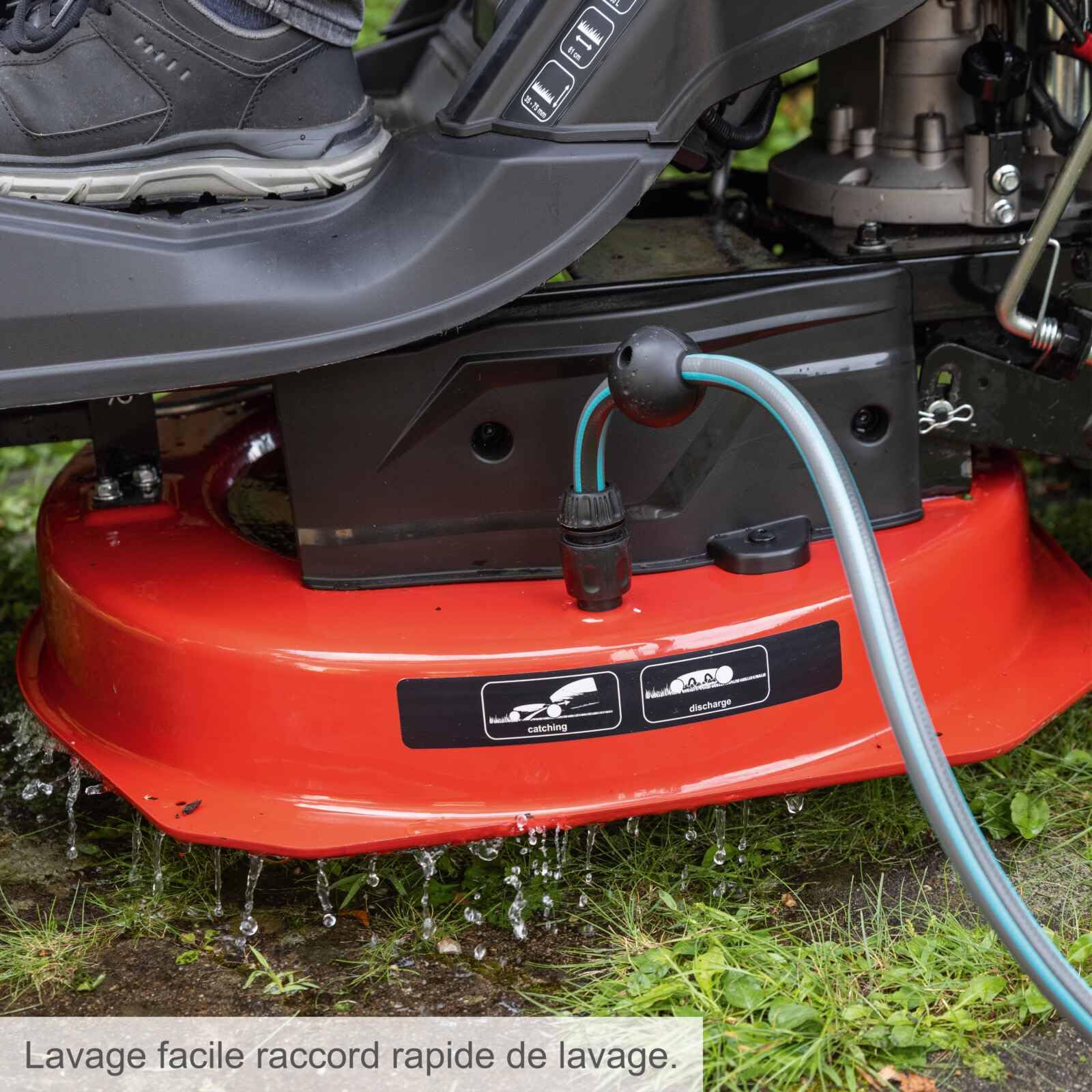 Scheppach Tondeuse autoportée Thermique MR230-61 - Moteur à Essence 4 Temps 4,4 KW/6 CV - Largeur de Coupe 61 cm - Réglage Hauteur de Coupe sur 5 Niveaux - Jardins 2600 m² - Huile + Lame incluses